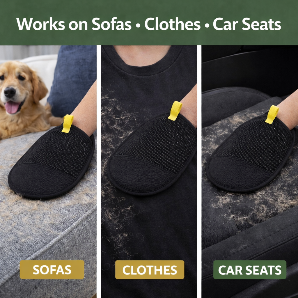 Pet hair cleaning gloves